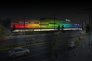 infografia animada iluminacion RGB centro comercial